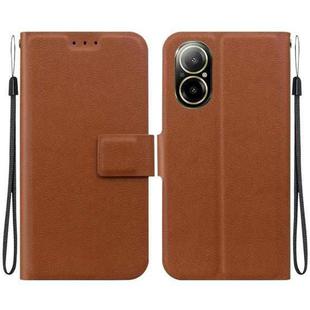 For Realme C67 4G Global Ultra-thin Voltage Magnetic Buckle Leather Phone Case(Brown)