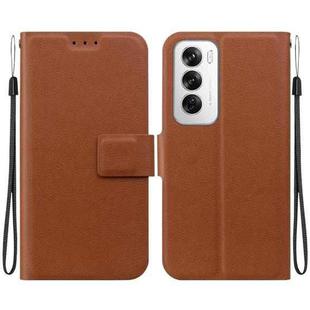 For OPPO Reno12 5G Global Ultra-thin Voltage Magnetic Buckle Leather Phone Case(Brown)