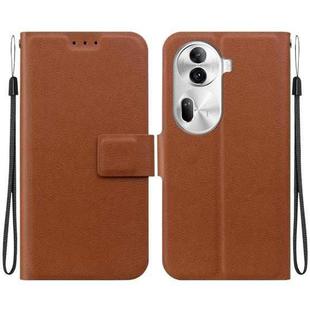 For OPPO Reno11 Pro 5G Global Ultra-thin Voltage Magnetic Buckle Leather Phone Case(Brown)