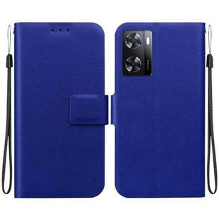 For OPPO A57 4G / 5G / A57e / A77 4G / 5G Ultra-thin Voltage Magnetic Buckle Leather Phone Case(Blue)