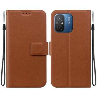 For Redmi 12C / Redmi 11A Ultra-thin Voltage Magnetic Buckle Leather Phone Case(Brown)