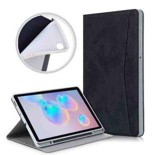For Samsung Galaxy Tab S6 Lite P610/P615 Marble Cloth Texture TPU Horizontal Flip Leather Case with Holder & Card Slot & Pen Slot(Black)