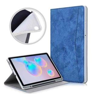 For Samsung Galaxy Tab S6 Lite P610/P615 Marble Cloth Texture TPU Horizontal Flip Leather Case with Holder & Card Slot & Pen Slot(Blue)