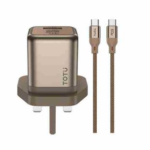 TOTUDESIGN HC-9 30W USB-A to Type-C GaN Fast Charger, Plug:UK Plug with Type-C to Type-C Cable(Gold)