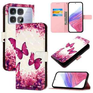 For Redmi K70 Ultra 5G Global 3D Painting Horizontal Flip Leather Phone Case(Rose Butterfly)