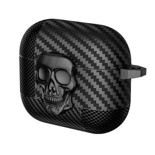 For AirPods 3 Carbon Fiber Pattern Skull Lock Bluetooth Earphone Protective Case(Black)