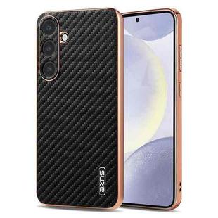 For Samsung Galaxy S25+ 5G AZNS Electroplated Edge Carbon Fiber Texture Phone Case(Black)