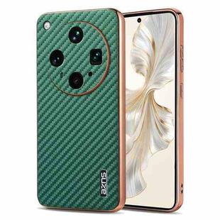For OPPO Find X8 Ultra AZNS Electroplated Edge Carbon Fiber Texture Phone Case(Green)