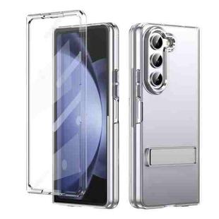 For Samsung Galaxy Z Fold5 Ice-Cold Holder PC Hybrid TPU Phone Case(Silver)