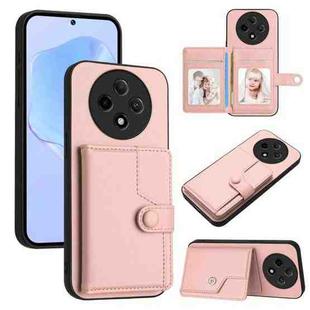 For OPPO A3 Pro 5G Button Card Bag RFID Anti-theft Phone Case(Pink)