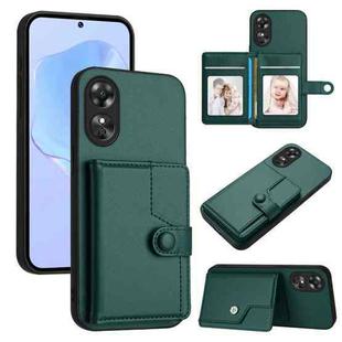 For OPPO A17 Button Card Bag RFID Anti-theft Phone Case(Green)