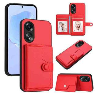 For OPPO A58 / A58x / A1x Button Card Bag RFID Anti-theft Phone Case(Red)