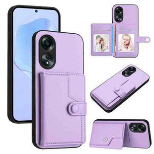 For OPPO A58 4G Global Button Card Bag RFID Anti-theft Phone Case(Purple)