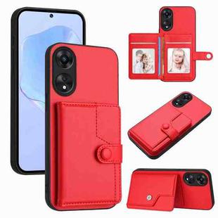 For OPPO A78 4G Global Button Card Bag RFID Anti-theft Phone Case(Red)