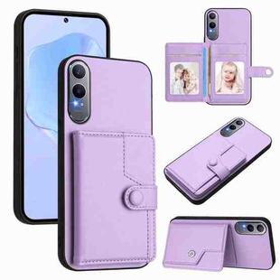 For OPPO K12x Button Card Bag RFID Anti-theft Phone Case(Purple)