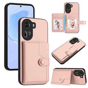 For OPPO Reno11 Global Button Card Bag RFID Anti-theft Phone Case(Pink)