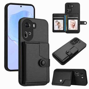 For OPPO Reno11 Global Button Card Bag RFID Anti-theft Phone Case(Black)