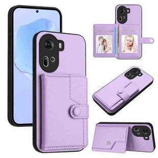 For OPPO Reno11 Global Button Card Bag RFID Anti-theft Phone Case(Purple)