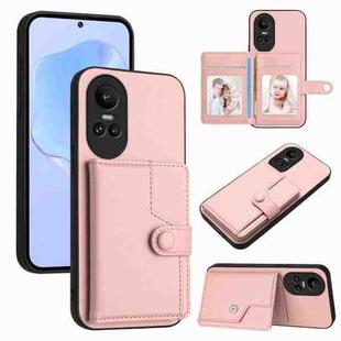 For OPPO Reno10 Global Button Card Bag RFID Anti-theft Phone Case(Pink)