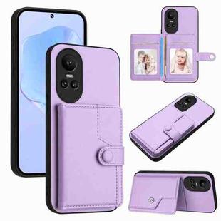 For OPPO Reno10 Global Button Card Bag RFID Anti-theft Phone Case(Purple)