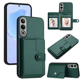 For OPPO K12 5G Button Card Bag RFID Anti-theft Phone Case(Green)