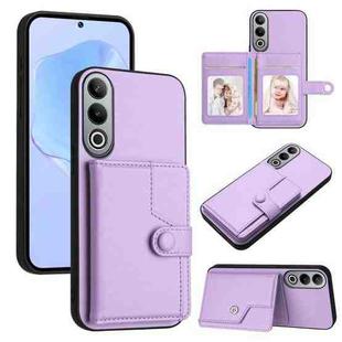 For OPPO K12 5G Button Card Bag RFID Anti-theft Phone Case(Purple)