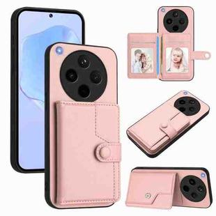 For OPPO Find X8s+ Button Card Bag RFID Anti-theft Phone Case(Pink)