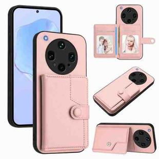 For OPPO Find X8 Ultra Button Card Bag RFID Anti-theft Phone Case(Pink)