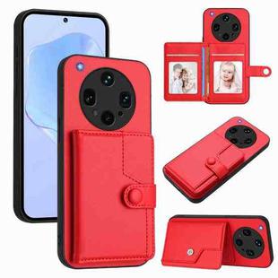 For OPPO Find X8 Ultra Button Card Bag RFID Anti-theft Phone Case(Red)