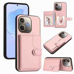 For OPPO A5 Energy / A5 Pro 5G Global Button Card Bag RFID Anti-theft Phone Case(Pink)