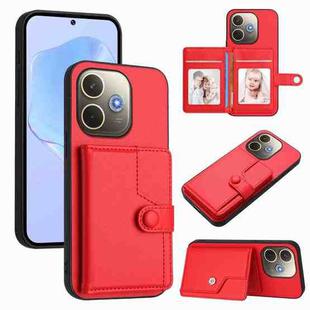 For OPPO A5 Energy / A5 Pro 5G Global Button Card Bag RFID Anti-theft Phone Case(Red)