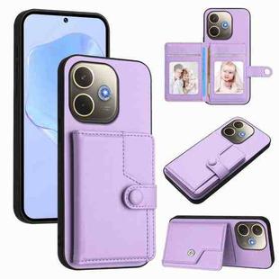 For OPPO A5 Energy / A5 Pro 5G Global Button Card Bag RFID Anti-theft Phone Case(Purple)