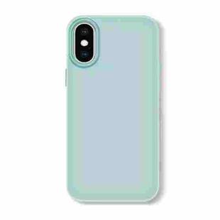 For iPhone XS Max Skin Feeling Jelly Series TPU + PC Full Coverage Phone Case(Light Green)