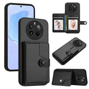 For Realme 12 Pro+ / 12 Pro Button Card Bag RFID Anti-theft Phone Case(Black)