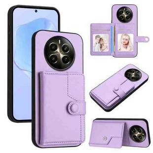 For Realme 12+ 5G / P1 5G Button Card Bag RFID Anti-theft Phone Case(Purple)