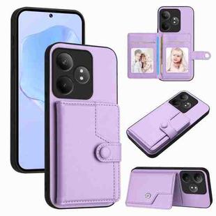 For Realme GT Neo6 SE Button Card Bag RFID Anti-theft Phone Case(Purple)