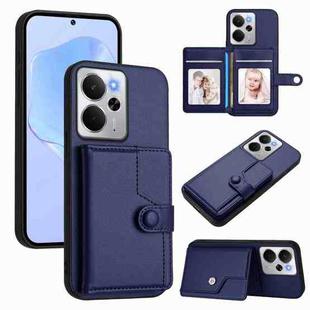 For Realme 14 Button Card Bag RFID Anti-theft Phone Case(Blue)