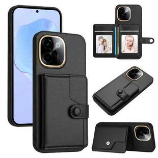 For vivo Y200 Button Card Bag RFID Anti-theft Phone Case(Black)