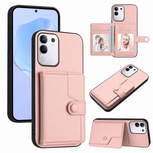 For vivo Y29 4G / T4x / Y300t Button Card Bag RFID Anti-theft Phone Case(Pink)