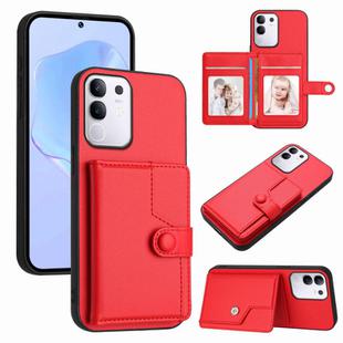 For vivo Y29 4G / T4x / Y300t Button Card Bag RFID Anti-theft Phone Case(Red)
