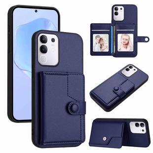 For vivo Y29 4G / T4x / Y300t Button Card Bag RFID Anti-theft Phone Case(Blue)