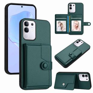 For vivo Y29 4G / T4x / Y300t Button Card Bag RFID Anti-theft Phone Case(Green)