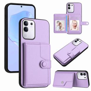 For vivo Y29 4G / T4x / Y300t Button Card Bag RFID Anti-theft Phone Case(Purple)