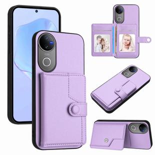 For vivo V50 / V50e Button Card Bag RFID Anti-theft Phone Case(Purple)
