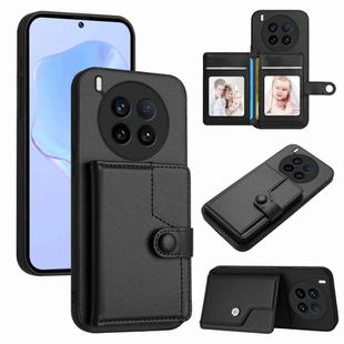 For vivo X200 Ultra Button Card Bag RFID Anti-theft Phone Case(Black)