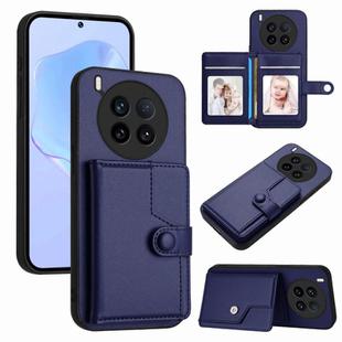 For vivo X200 Ultra Button Card Bag RFID Anti-theft Phone Case(Blue)
