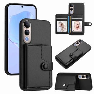 For vivo V50 Lite 4G Button Card Bag RFID Anti-theft Phone Case(Black)