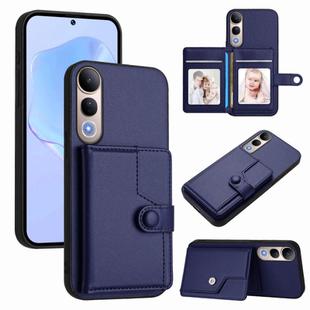 For vivo V50 Lite 4G Button Card Bag RFID Anti-theft Phone Case(Blue)
