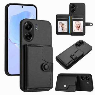 For Xiaomi Poco C65 Button Card Bag RFID Anti-theft Phone Case(Black)