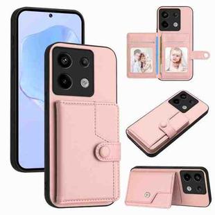 For Xiaomi Poco X6 Button Card Bag RFID Anti-theft Phone Case(Pink)